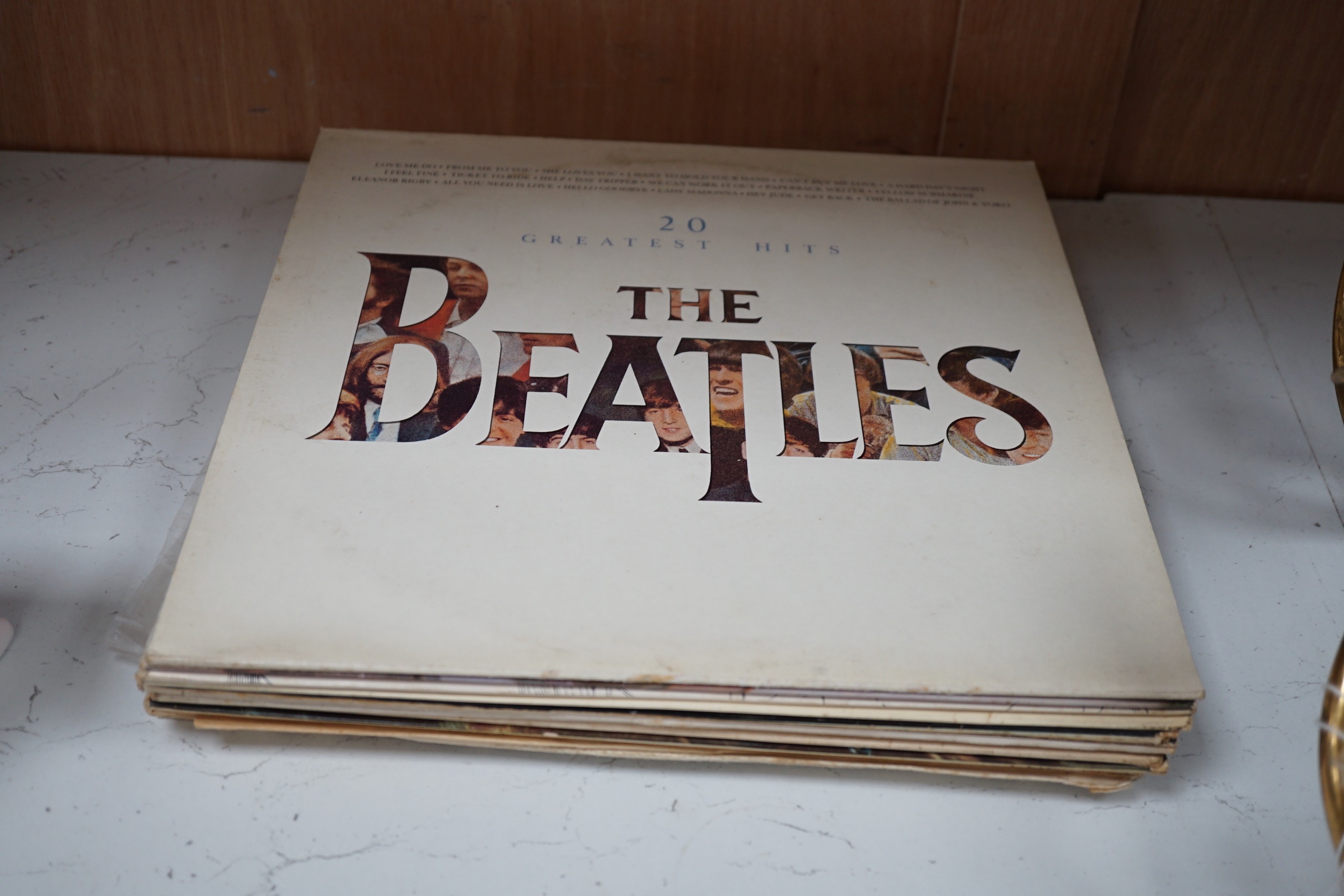 A selection of records, mainly to include The Rolling Stones and The Beatles with Exile on Main Street, Rubber Soul, Yellow Submarine, Revolver, Help, and others (13)